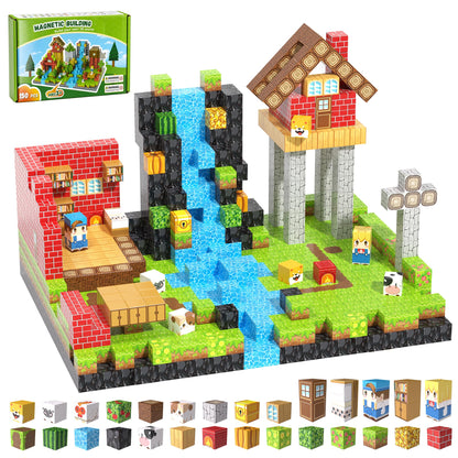 Fitrobust 150PCS Magnetic Blocks, Magnetic Building Blocks, 0.63in Magnetic Building, STEM Game Stacking Toys for Kids, Birthday Gifts for Boys and Girls Age 3+ Years Old
