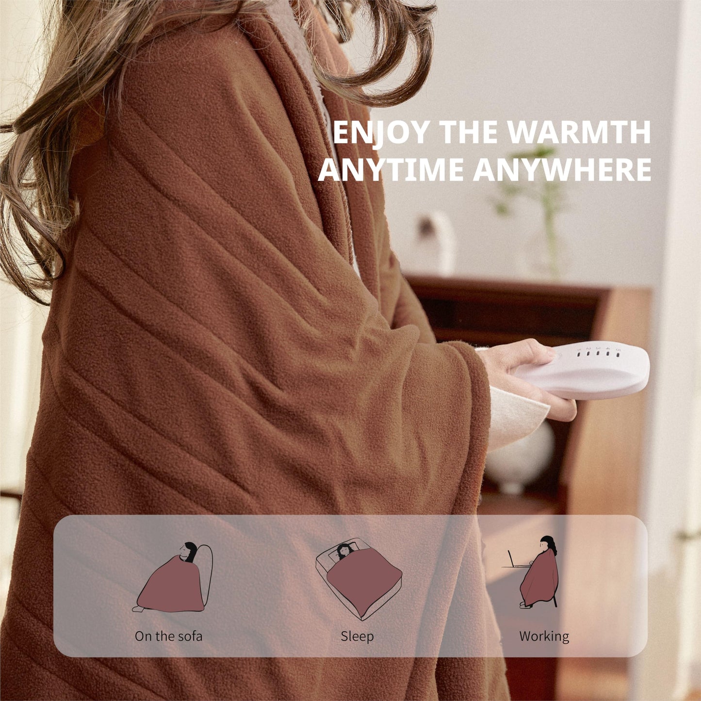 Heated Blanket-Electric Blanket,50"x60" Soft Heated Throw Blanket with 5 Heating Levels & 3 Hours auto-Off,Over-Heat Protection Fast-Heating,Machine Washable（Purple）