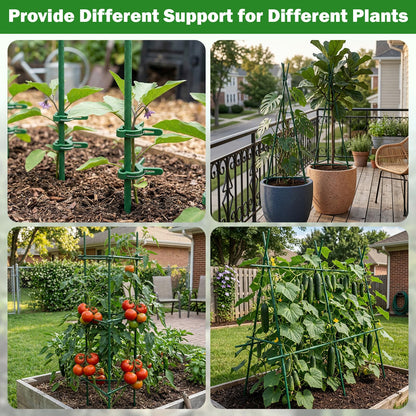 Tegarbed Garden Stakes 70 Pack, 16 Inch Plastic Coated Metal Tomato Stakes, DIY 4ft 5ft 6ft 7ft Plant Support Stakes with 40 Connectors 30 Rotatable Clips 30 Plant Clips for Indoor Outdoor Vegetables