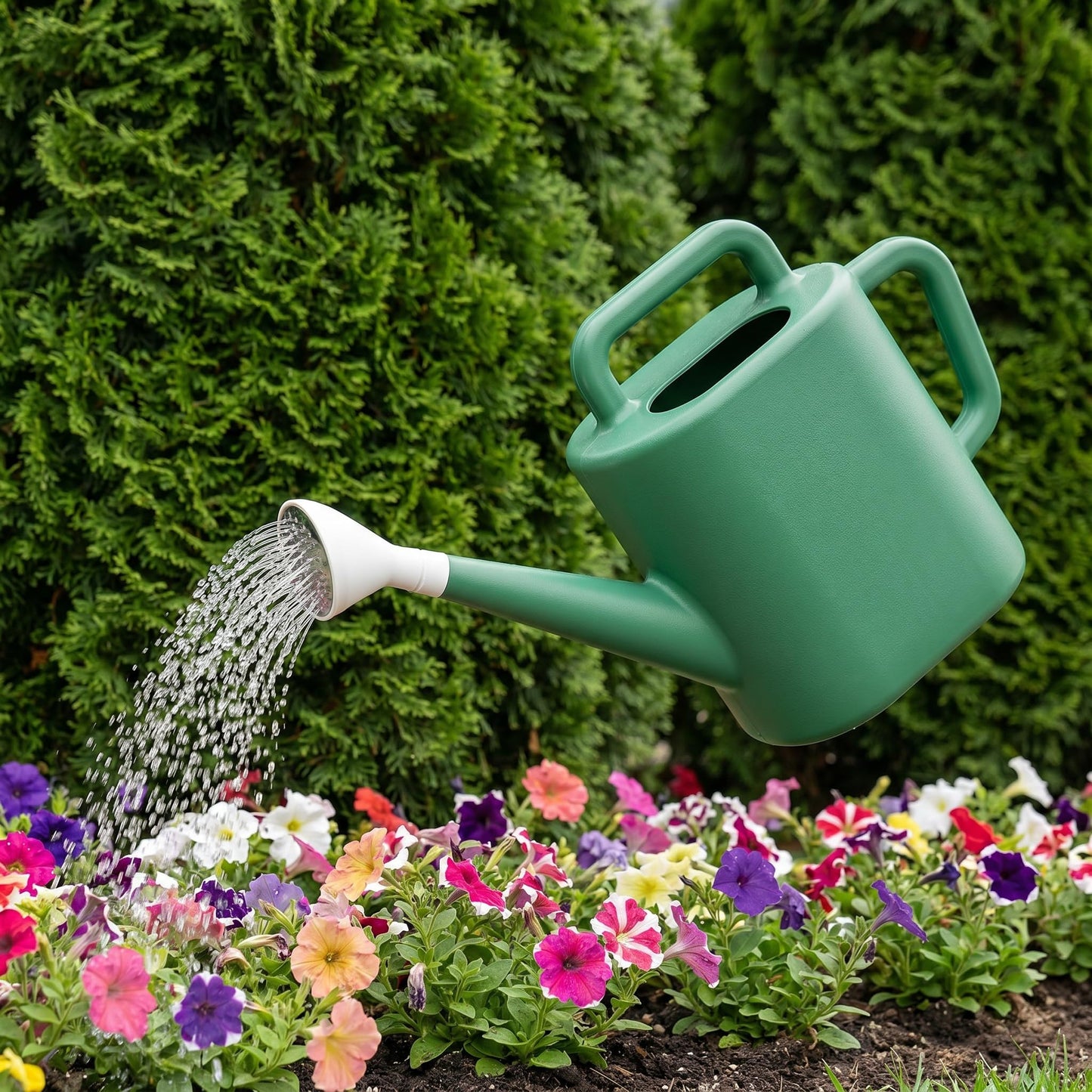 2 Gallon Resin Watering Can，Garden Outdoor with Removable Long Spout and Stainless Steel Sprinkler Head,Large Plastic Suitable for Garden, Indoor Plants, or Outdoor Flowers (Green) (10L)