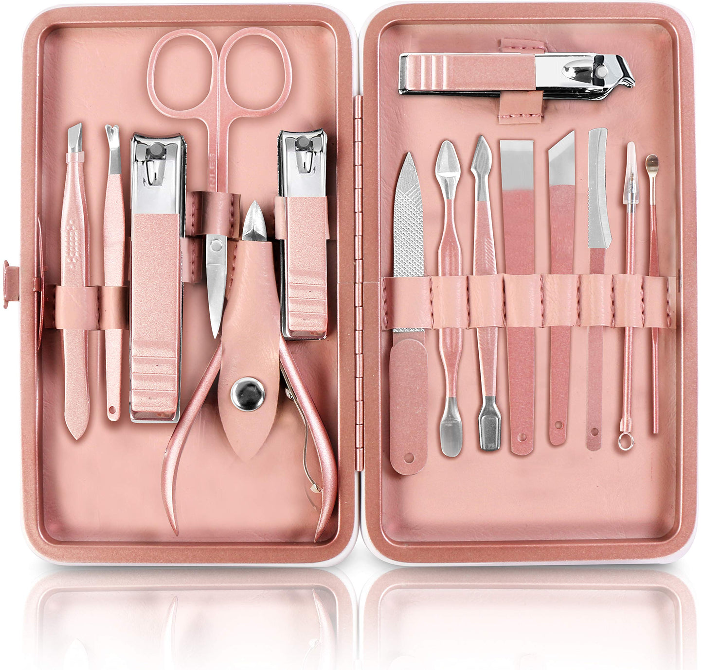 Utopia Care Nail Clippers Professional Nail Kit or Manicure Kit for Women and Men, Stocking Stuffers or Groomsmen Gifts 16Pcs Pedicure Set for Fingernail, Toenail Clippers with Travel Case