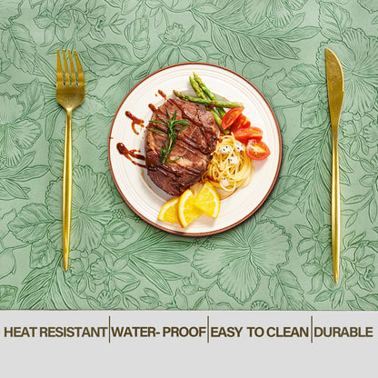 Double-Sided Reversible Placemats Set of 4, Heat Stain Non-Slip Waterproof Oil-Proof Washable Wipeable Table Mats Outdoor Indoor for Dining Patio Table Kitchen Decor (Green)