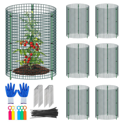 6 Set Wire Plant Protector from Animals - 12"x16" 18Pcs Metal Mesh Plant Cage Covers, Dual Secure with U-Stake & Support, Garden Rabbit Barricade Chicken Wire Cloche for Plants Shrubs Vegetable Flower