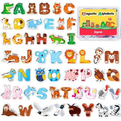 JoyCat Fridge Magnets for Toddlers – 26 Cute Animals & Uppercase Letters for Kids, Magnetic Alphabet Refrigerator Toys, Fun Educational Learning Gifts for Preschool 2 3 4 5 Years Old