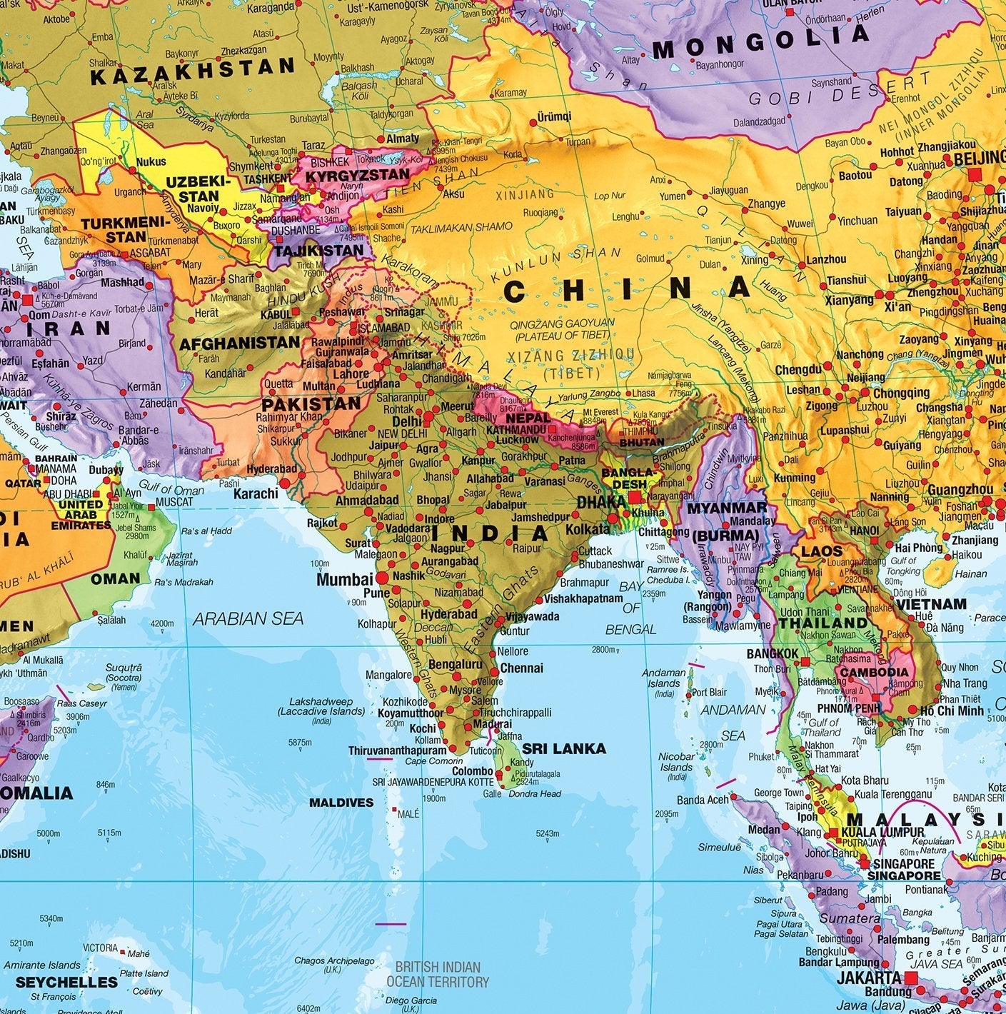 Maps International Giant World Map Poster - Mega-Map of The World - Front Sheet Laminated - 46 x 80 - Updated 2025