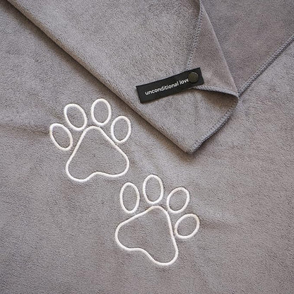 Unconditional Love | Premium Pet Drying Towel | Ultra Absorbent and Soft Microfiber Towel for Dogs and Cats (Grey) XL