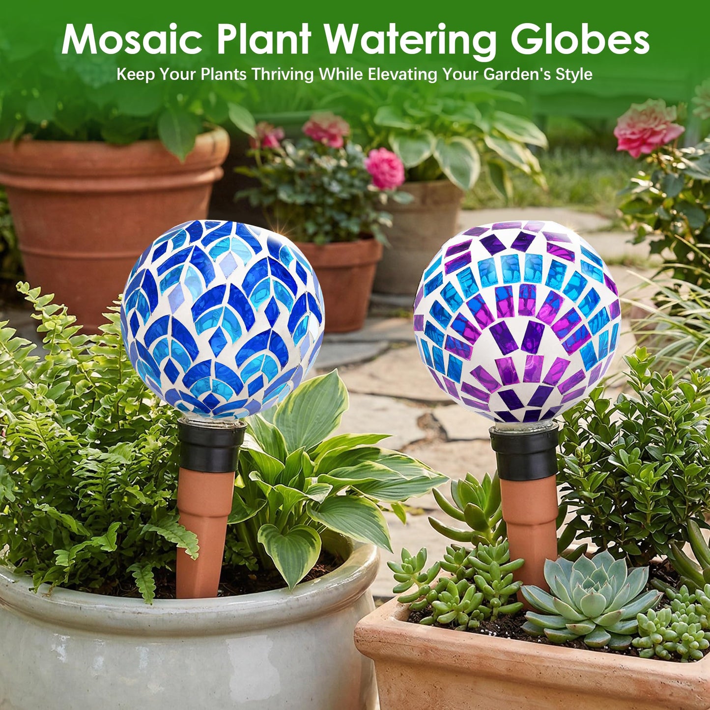 Chonsun Plant Watering Globe Large Self Watering Globes 2 Pack for Indoor Outdoor Plants Self Watering Planter Insert Watering Devices for Plant Lover Gifts