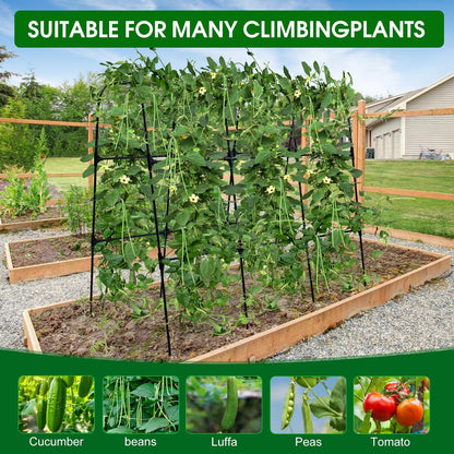 OTOSUNNY Cucumber Trellis, 50x48 inch Metal Garden Arch Trellis for Climbing Plants Outdoor, Plant Support for Vegetable Vine Tomato Green Bean Pea Cucumber Trellis for Raised Bed Garden, Black