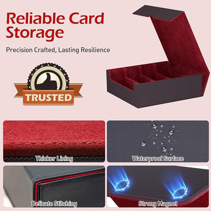 4-Row【3200+】 Trading Card Storage Box, Card Organizer Holder with 24 Dividers, Case Fit for MTG TCG Magic Commander Deck Playing Cards, Deck Box for Sport Card