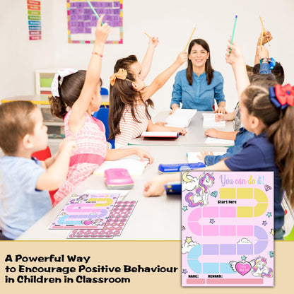10 Unicorn Reward Chart with 216 Round Stickers, Incentive Behavior Chart for Kids at Home Classroom, Kids Routine Daily Chore Sticker Chart-A21