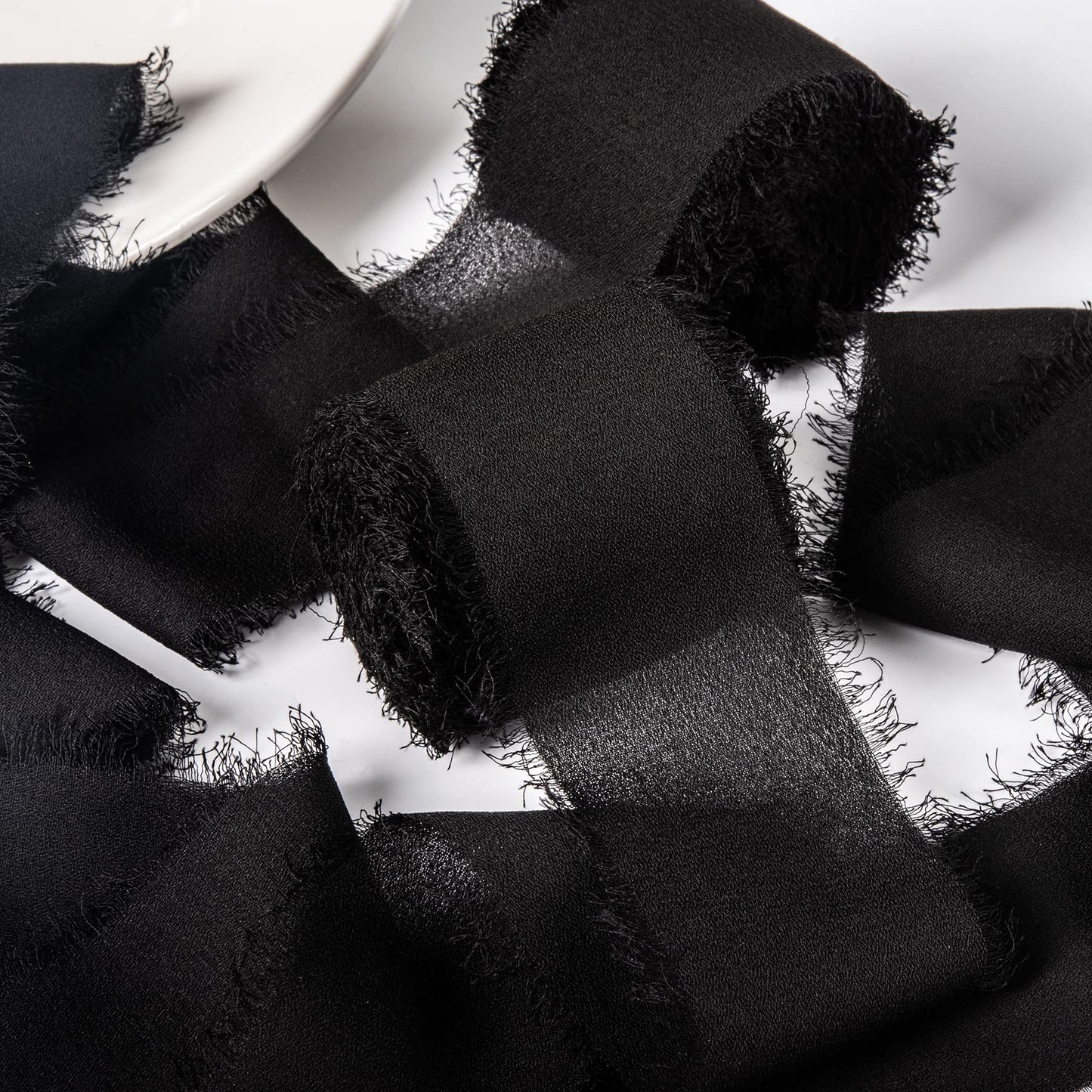 JEDIA Halloween Ribbon, 6 Rolls Halloween Ribbon Gift Ribbons, 1.5" x 7Yd Black Chiffon Ribbons Set for Gift Wrapping, Wedding Invitations, Bouquet Wrap, Bridal Bouquets, DIY Crafts
