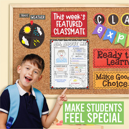 All About Me Posters for Classroom Must Haves - 20 Star Student Poster, 100 Days of School Items, Star of The Week Poster Elementary Classroom Decor, End of School Year Teacher Supplies