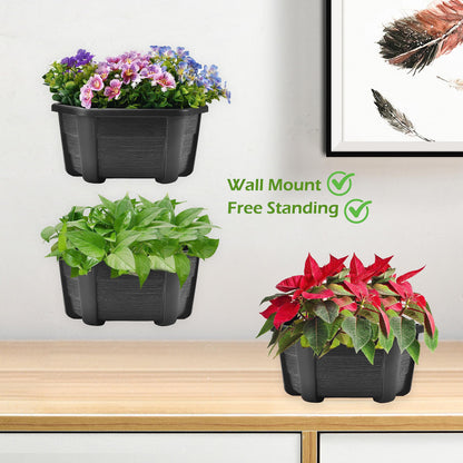 ORIMERC 9.8 inch 3 Pack Wall Hanging Planters Pots for Indoor Plants Wall Plants Holder with Drainage Hole Balcony Planters Railing Hanging Pot Fence Vertical Living Mount Outdoor with Hooks/Screws