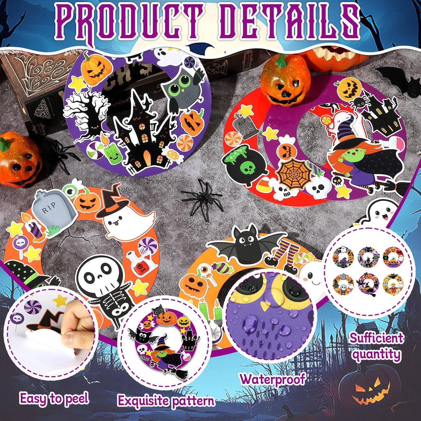 36 Sets Halloween Wreath Craft Kits DIY Hanging Wreath Ornaments Halloween Paper Hanging Ornaments Make Your Own Pumpkins Ghost Witch Bats Paper Art Craft for School Home Party Decor Activities