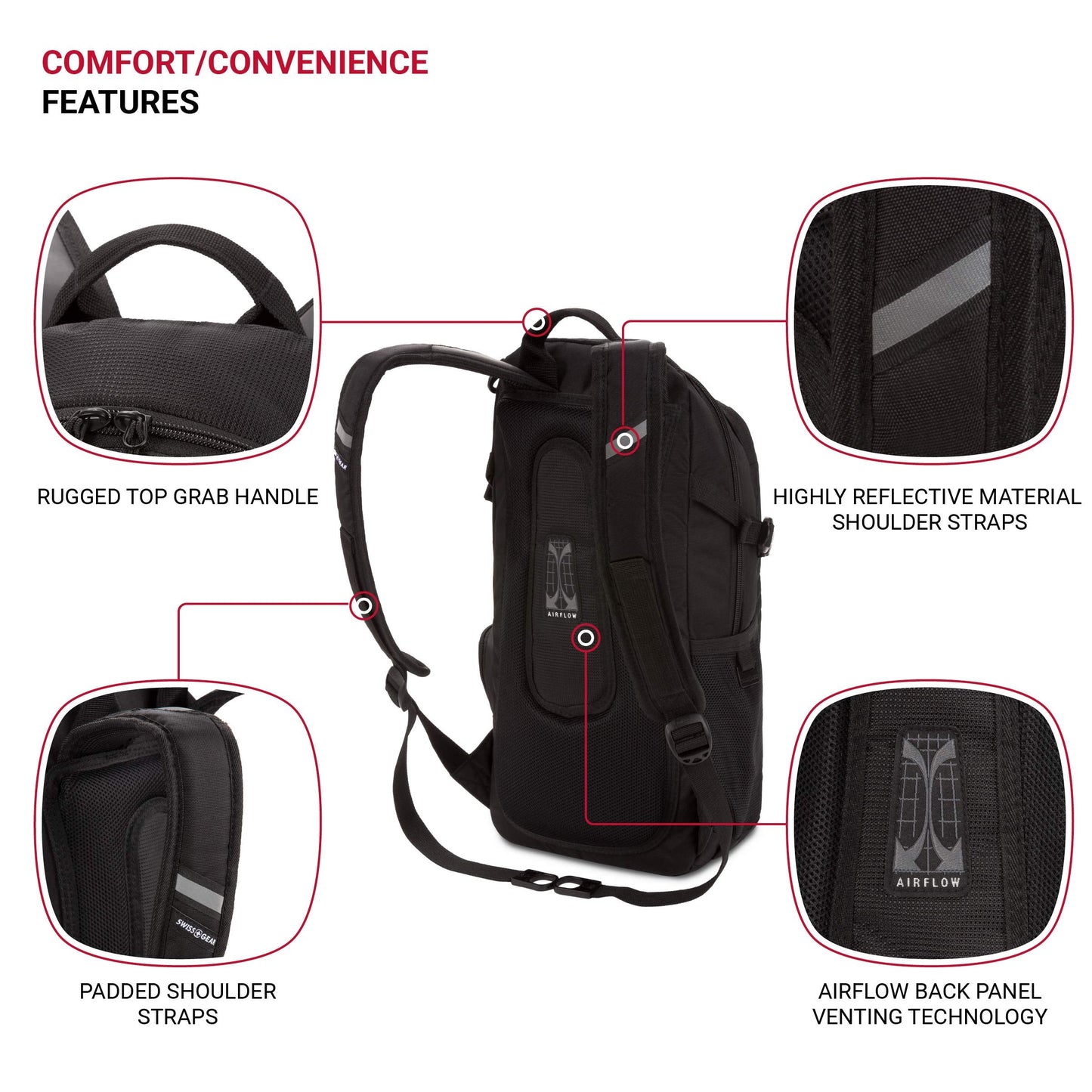 SwissGear 3598 Backpack, Narrow Daypack, Ideal for Commuting and College