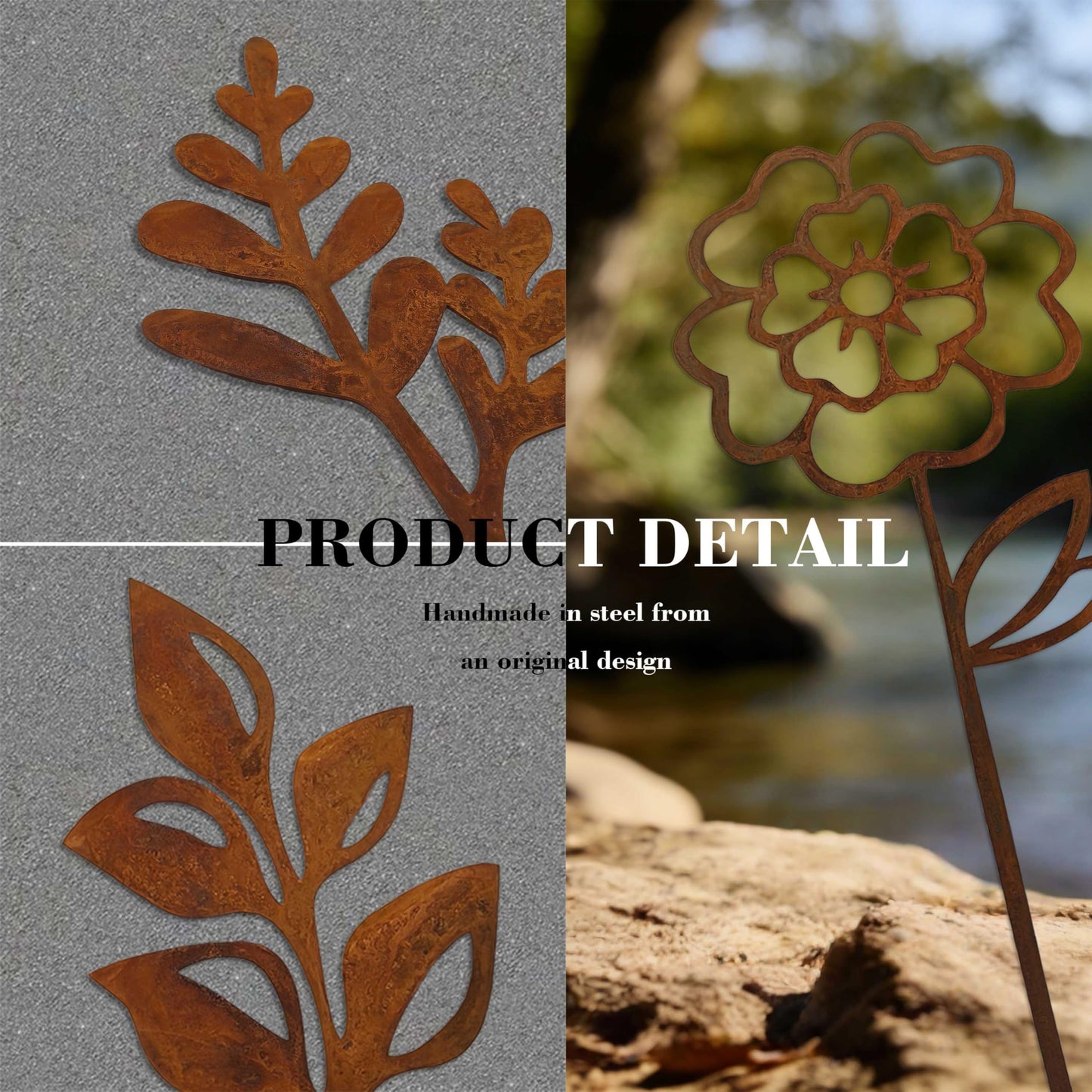 LumDecor Rustic Metal Flowers, Decorative Flowers Plants Stakes Outside Art, Metal Garden Stakes Decorative Flower Bed Decor, Decorative Stakes Garden Art for Pots Vase Patio Lawn Yard Home Office