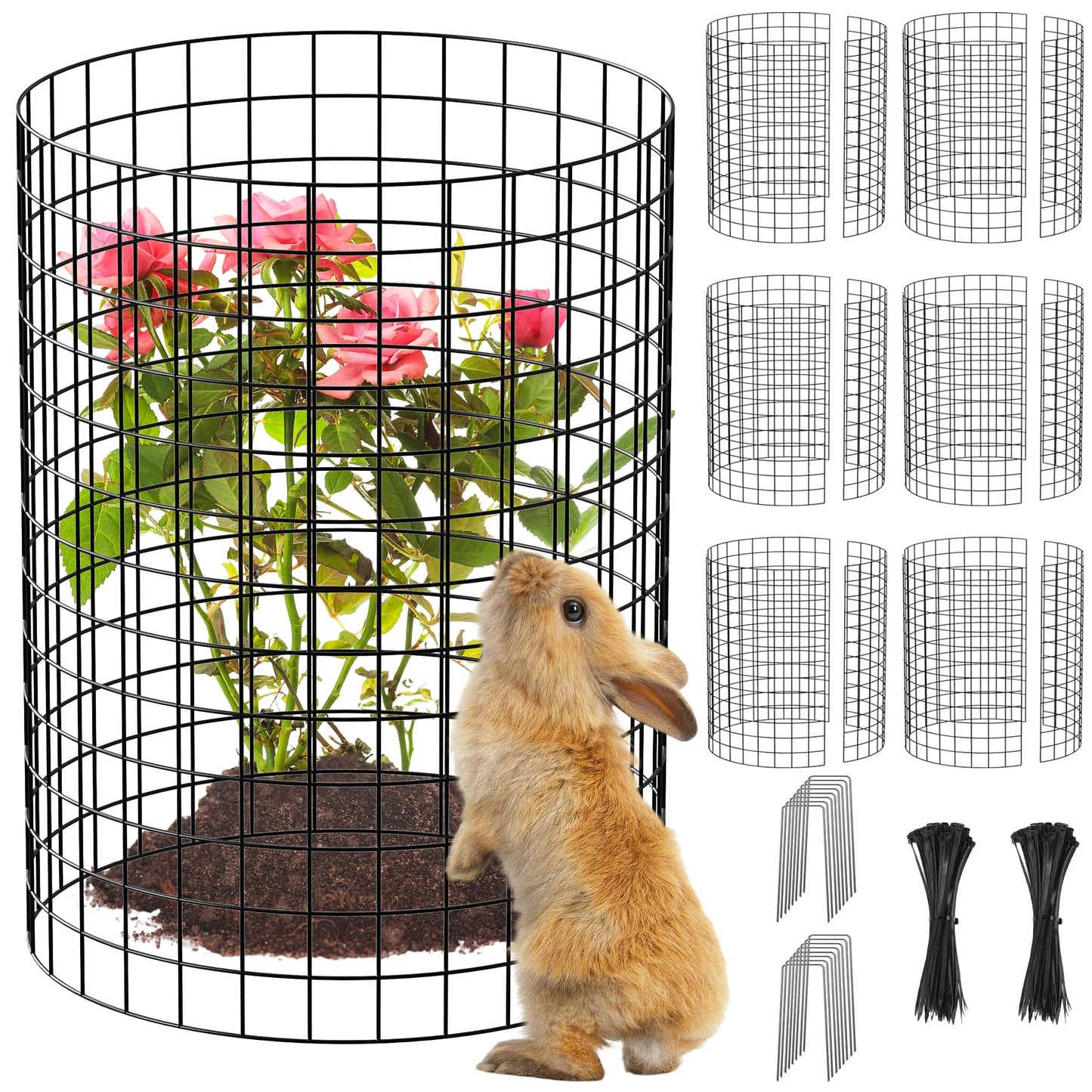 Nexum 45Pcs Plant Protectors from Animals – 16" x 12" Metal Tree Trunk Guards, Garden Plant Cloches & Expandable Plant Cages to Protect from Deer, Rabbits & Lawn