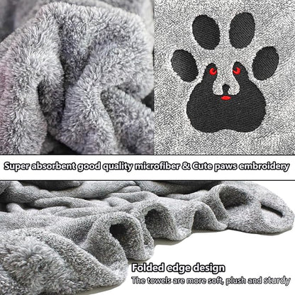 Dogvingpk Medium Dog Towel 1 Pack, Super Absorbent Soft Quick Drying Microfiber Pet Bath Towels for Medium & Small Dogs (M-36" * 28", Grey)