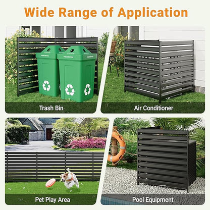 CJF Outdoor Privacy Screens, 42" H x 38" W Air Metal Conditioner Fence Panels, Pool Equipment Enclosure, Trash Can Screens Fence Kit for Outside Backyard Patio(Black/1-Panel)