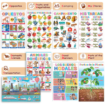 DeeDee's Workshop 16 Spanish Classroom Posters vol. 2, Spanish Learning for Kids, Spanish Classroom Decorations