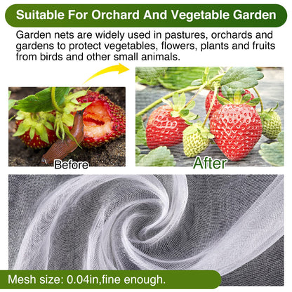 10 X 50FT Garden Mesh Netting Barrier,Fruit Tree Plant Netting for Vegetable Blueberry Bushes Plant Row Cover Screen Protection