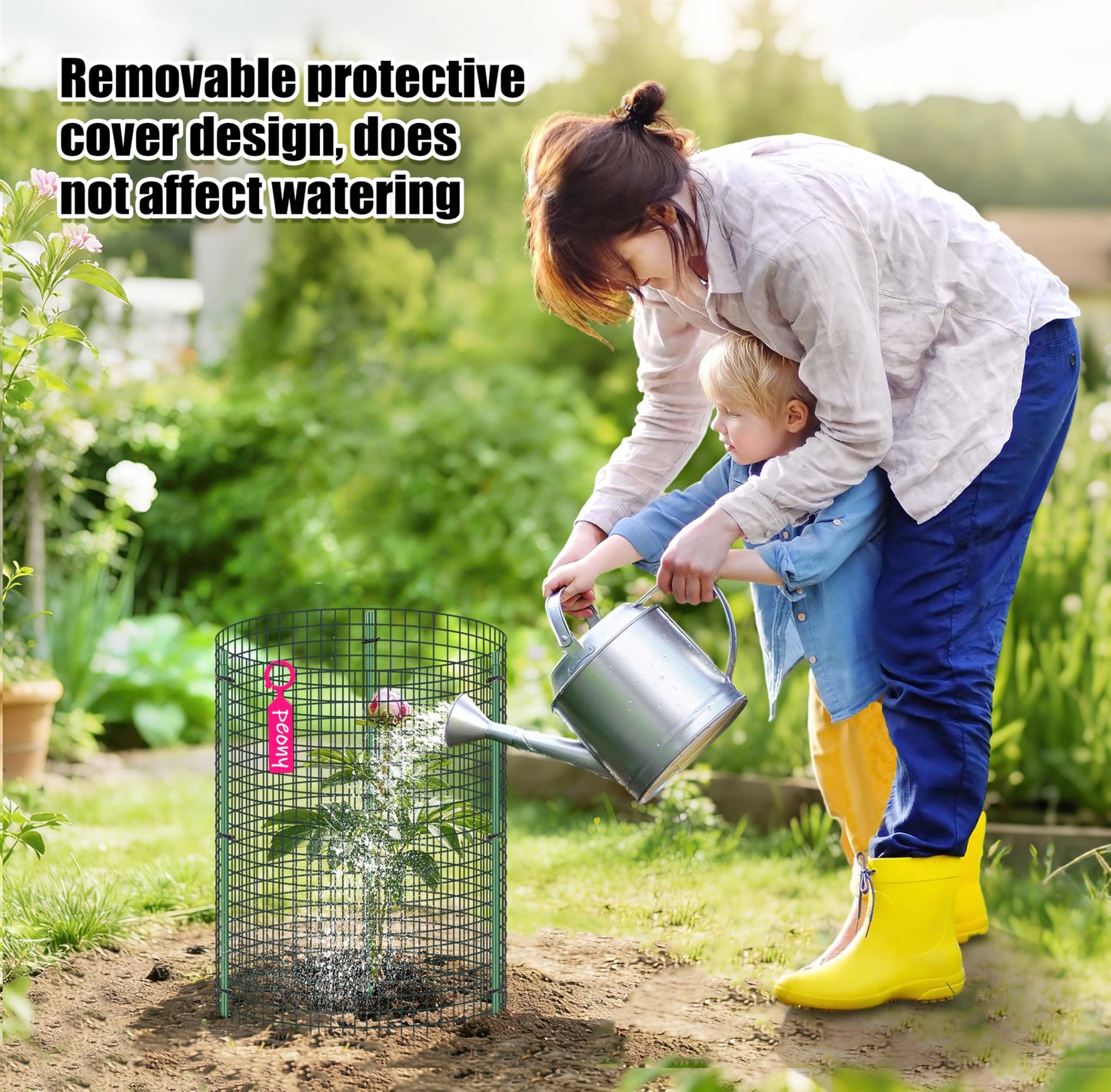 6 Set Wire Plant Protector from Animals - 12"x16" 18Pcs Metal Mesh Plant Cage Covers, Dual Secure with U-Stake & Support, Garden Rabbit Barricade Chicken Wire Cloche for Plants Shrubs Vegetable Flower