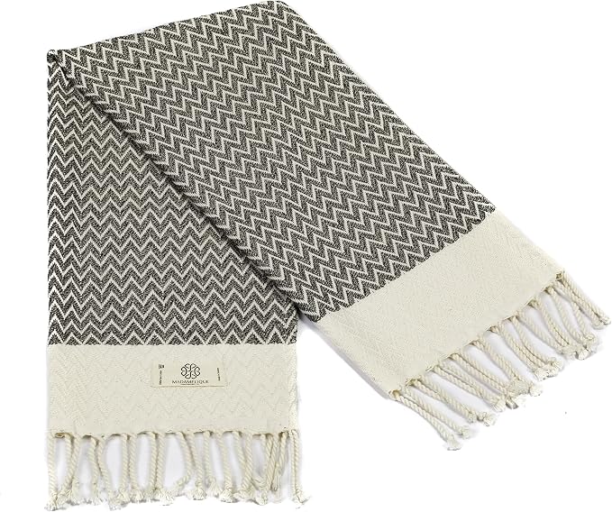 Madamelique Exclusive Hand Towels Set of 2-18 x 40 Inches - Decorative Bathroom Peshtemal Towel for Hand, Face, Hair, Yoga, Tea, Dishcloth, Kitchen and Bath - 100% Pure Cotton (Vintage Beige)