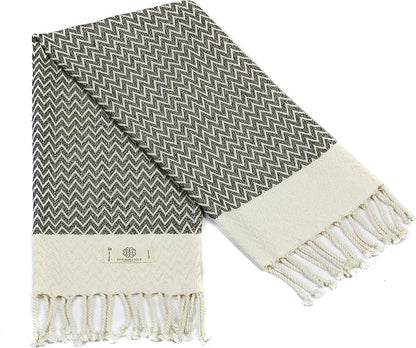 Madamelique Exclusive Hand Towels Set of 2-18 x 40 Inches - Decorative Bathroom Peshtemal Towel for Hand, Face, Hair, Yoga, Tea, Dishcloth, Kitchen and Bath - 100% Pure Cotton (Vintage Beige)