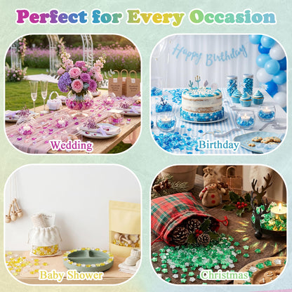 LAIDANLA 500PCS Mix Green Acrylic Star Gems Vase Fillers, Decorative Fake Crystals Gems for Centerpieces Table Scatter Wedding Decor Party Decorations DIY Crafts Home Decor
