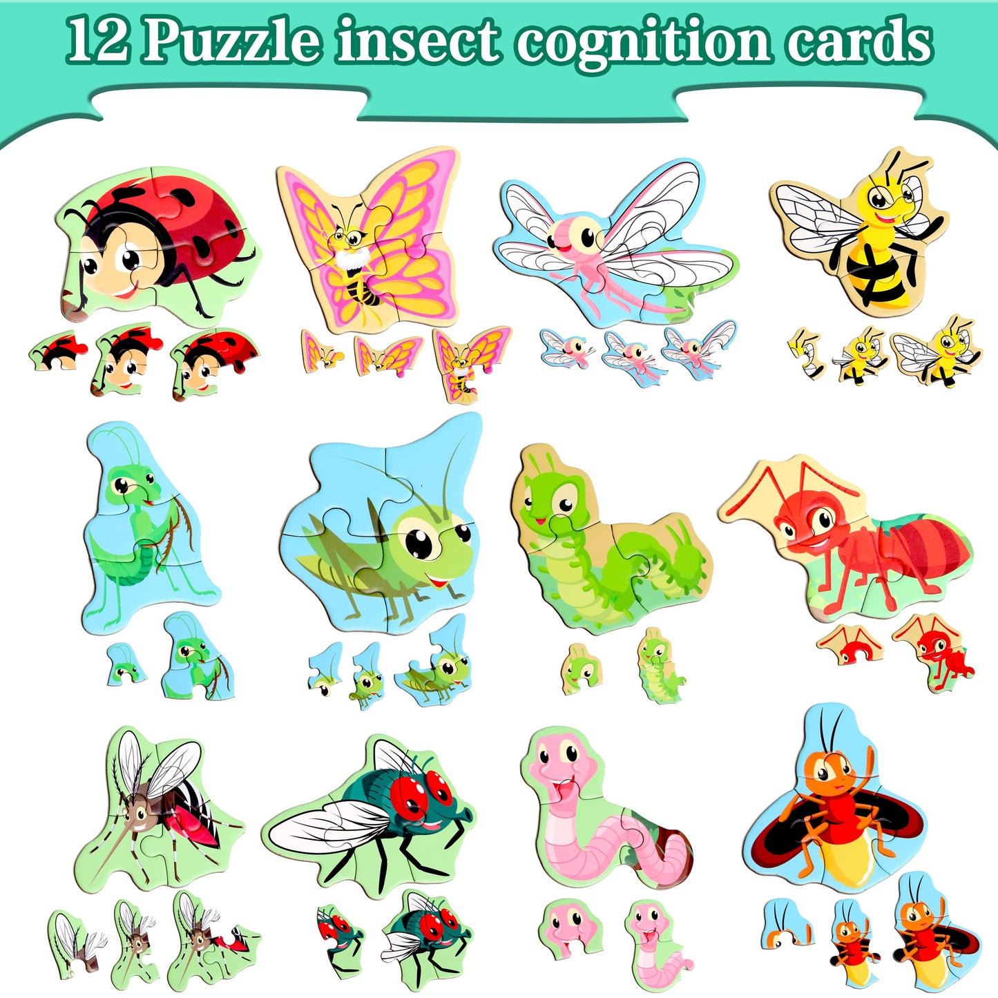 Magnetic Puzzles for Kids Ages 1-3, Travel Toddler Puzzles Ages 2-4 Year, Insect Activities Toy for Boys & Girls 3-5 yo - Learning Magnet Gift for Road Trip