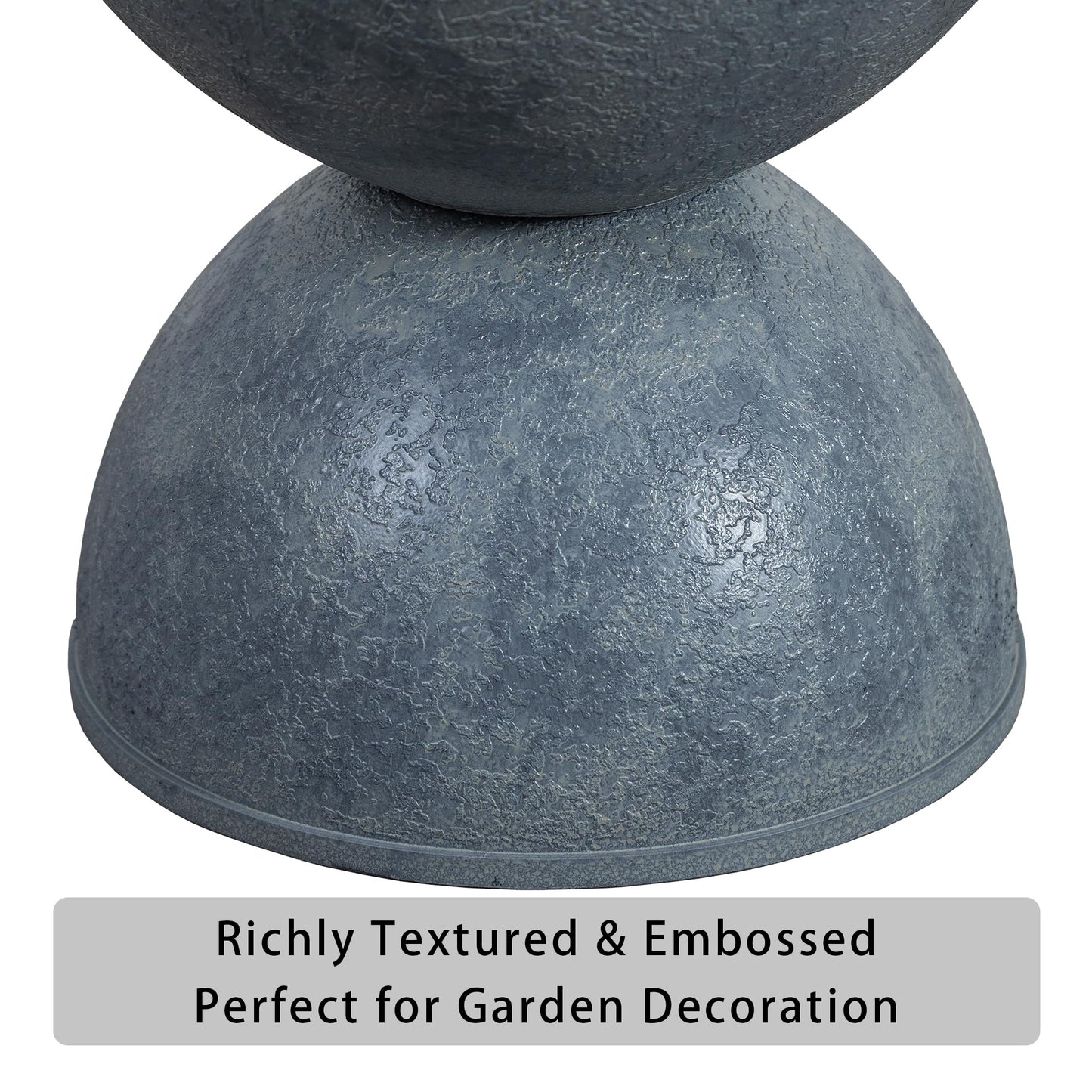 Casaphoria 2-Pack 18" Tall Planters for Outdoor Plants, 13" Large Plastic Flower Pots with Drainage, Lightweight Antique Shape Planters for Front Porch, Patio, Deck (Grey)