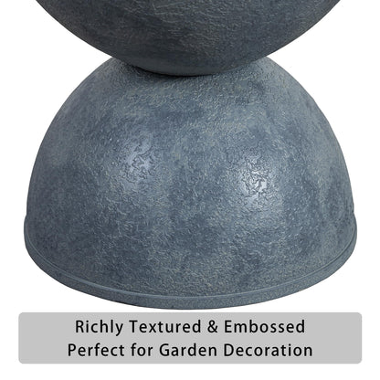 Casaphoria 2-Pack 18" Tall Planters for Outdoor Plants, 13" Large Plastic Flower Pots with Drainage, Lightweight Antique Shape Planters for Front Porch, Patio, Deck (Grey)