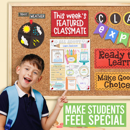 Hadley Designs All About Me Posters for Classroom Must Haves - 20 Star Student Poster, 100 Days of School Items, Star of The Week Poster Elementary Classroom Decor, End of School Year Teacher Supplies