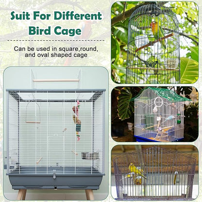 Catcan 2 Pack Bird Cage Seed Catcher Guard, Bird Cage Cover,Heavy Duty Adjustable Nylon Mesh Netting Seed Catche for Parrot Parakeet Macaw African(L-94.4’’*14.9’’)