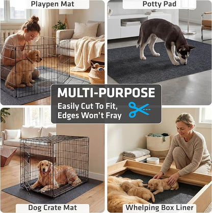 Drymate 2-Pack Jumbo Dog Playpen Mat (60x74), Absorbent, Waterproof, Slip-Resistant, Machine Washable, Reusable Puppy Pad for Training, Whelping, Housebreaking, Incontinence, Crate, Kennel (USA Made)