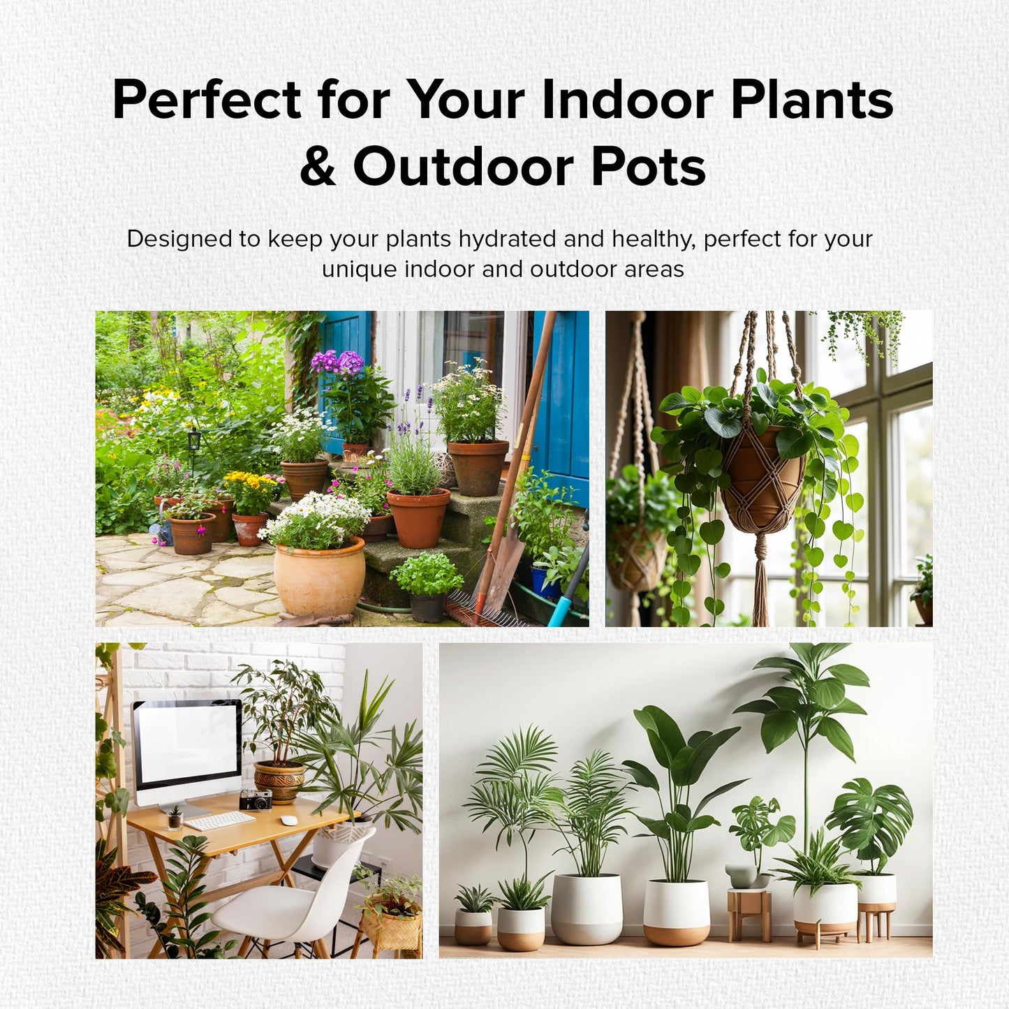 The Olla Company Plant Watering Spikes with Lids - Ideal for 5”-9” Pots - Vacation Friendly - Terracotta - Medium - Set of 4