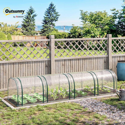 Outsunny 13' x 3' x 2.5' Mini Greenhouse, Portable Tunnel Green House with Roll-Up Zippered Doors, UV Waterproof Cover, Steel Frame, Clear