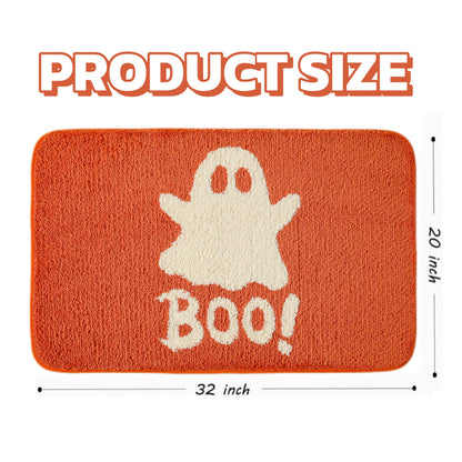 HONCO DIRECT 20x32 inch Cute Halloween Orange Ghost Bath Rug Ghost Bathroom Rug Non-Slip Floor Mat for Bathroom Rug Soft Absorbent Bath Tub Mat Room Halloween Decor Ghost Bath Mat