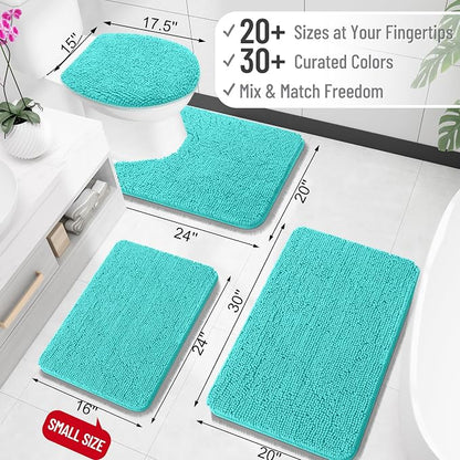 OLANLY Large Bathroom Rugs 50x30, Extra Soft Absorbent Chenille Bath Rugs, Rubber Backing Quick Dry, Machine Washable Bath Mats for Bathroom Floor, Tub and Shower, Home Decor Accessories, Teal