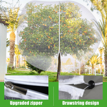 Vincreem 12 x 12 ft Large Fruit Tree Netting for Protecting Fruit from Squirrels Birds Bug Deer & Rat Garden Mesh Netting with Zipper and Drawstring Heavy Duty Tree Covers for Garden Bushes