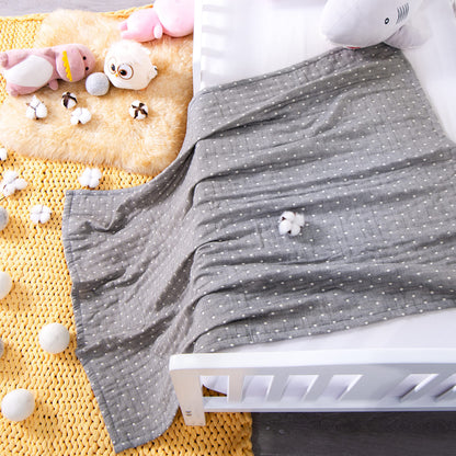 NTBAY 3 Layer Toddler Blanket, Muslin Cotton Jacquard Bed Blankets, Lightweight Thermal Baby Blanket, Super Soft and Warm Crib Blanket for All Seasons, Decoration Gift, 45"x60", Grey Dot
