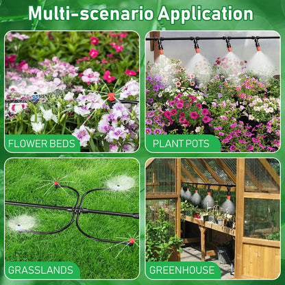246FT Drip Irrigation System, Automatic Drip Irrigation Kit with 1/2" Main Tube & 1/4" Branch Tubing, Adjustable Drip Emitters, Garden Watering System for Flower Bed, Raised Beds, Lawn, Greenhouses