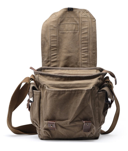GOOTIUM Canvas Messenger Bag - Small Vintage Shoulder Purse Crossbody Satchel, Field Tan