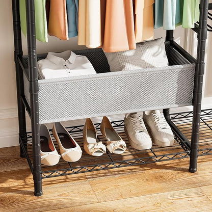 Golpart Clothes Rack Coat Rack Closet Organizers and Storage Laundry Room Organization Heavy Duty Portable Clothing Racks for Hanging Clothes Adjustable Freestanding with Shelves and Wheels Black