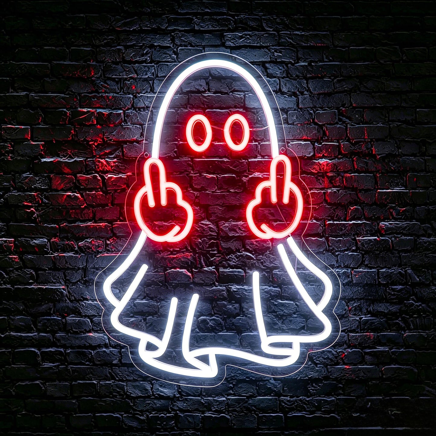 Whfobfe Red&White Neon Sign Led Neon Lights Signs for Wall Decor USB Powered Led Signs for Room Decoration-Ghost