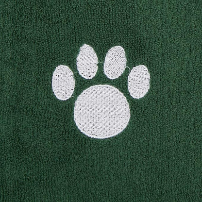 Bone Dry Pet Grooming, Embroidered Microfiber Towel Drying Collection, 15x30, Hunter Green