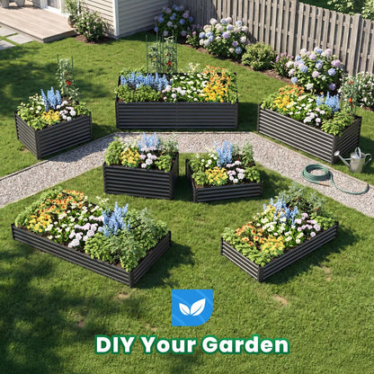 Quictent Galvanized Raised Garden Bed 6x3x2 Ft Metal Planter Box Bottomless for Backyard Outdoor, Include 1 pc Tomato Cage (Dark Gray)