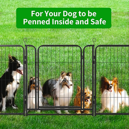 Kfvigoho Dog Playpen Outdoor Extra Wide 32 Piece Panels Heavy Duty Dog Fence 32" Height Anti-Rust with Doors Portable for RV Camping Yard, Total 84FT, 561 Sq.ft, Snowy Black