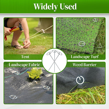 Quibbay 100 Pcs Circle Top Landscape Staples, 11 Gauge Landscape Fabric Pins, Not Easy to Bend 6 inch Galvanized Landscape Fabric Stakes, Garden Stakes for Landscaping, Heavy Duty Ground Stakes