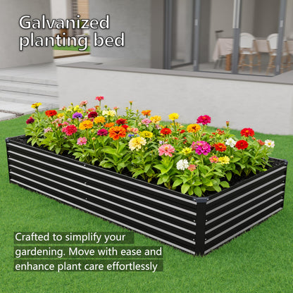 DIIYIV 12x2x1.5FT Galvanized Raised Garden Bed,Vegetable Boxes-Rectangle Metal Flower Box,Large Planter Raised Beds Outdoor Garden for Planting,Fruit,Herb-Black